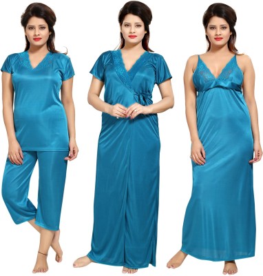 Be You Women Nighty with Robe(Blue)