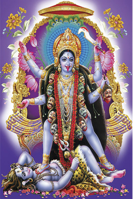 Poster N frame Maa Kali MATA Ji UV Textured Decorative Art Print Premium Quality Wall Poster un framed (Rolled) Paper Print(18 inch X 12 inch)