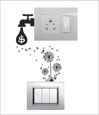 SUDARSHAN DESIGNS 12 cm Switch Board Sticker - Wall Decorative - Switch Panel Stickers Wall Sticker Set Of 2 - Light Switch Sticker Self Adhesive Sticker(Pack of 1)