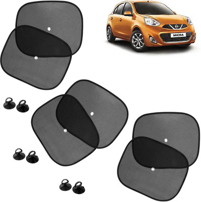 Pious Side Window Sun Shade For Nissan Micra(Black)