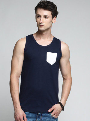 Trends Tower Solid Men Round Neck Blue T-Shirt
