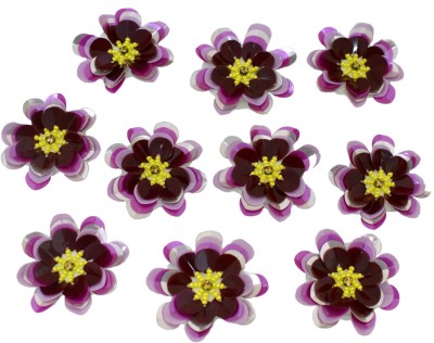 Embroiderymaterial 4.4CM Hand Beaded Sequins Flower Appliques Flower Patches for Embellishment (10Pcs)