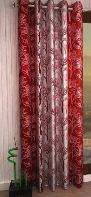 Home Expert 274.32 cm (9 ft) Polyester Blackout Long Door Curtain Single Curtain(Floral, Red)