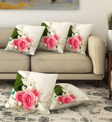 BLUEDOT Floral Cushions Cover(Pack of 5, 40.67 cm*40.67 cm, Multicolor)