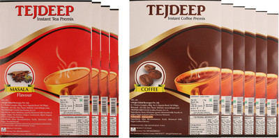 Tejdeep Pack of 4 Insant Masala Premix Tea and 6 Pack of Instant Coffee Combo(Masala Tea 4 - Coffee 6)
