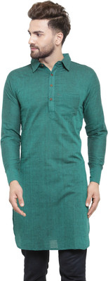 Sayesha Men Solid Pathani Kurta(Green)