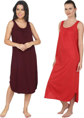 Blazon Women Nighty Set(Red, Maroon)