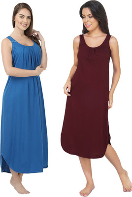 Blazon Women Nighty Set(Dark Blue, Maroon)