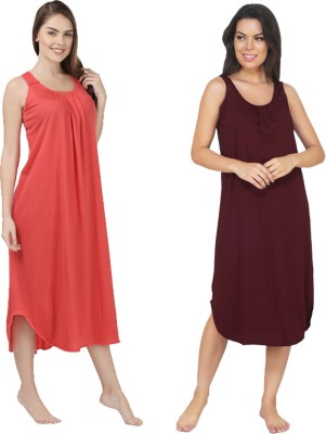 Blazon Women Nighty Set(Red, Maroon)