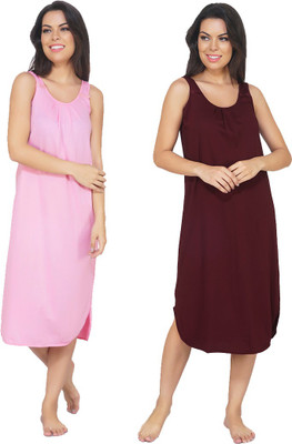 Blazon Women Nighty(Maroon, Pink)
