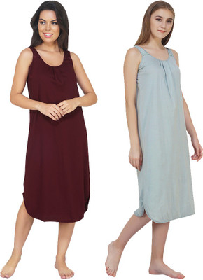 Blazon Women Nighty(Maroon, Silver)