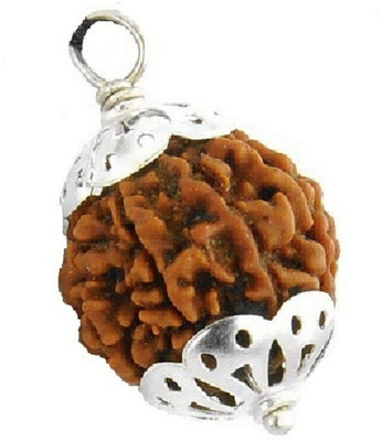 SHIVOHAM 5 Mukhi Nepali Rudraksha Silver Cap Wood Pendant