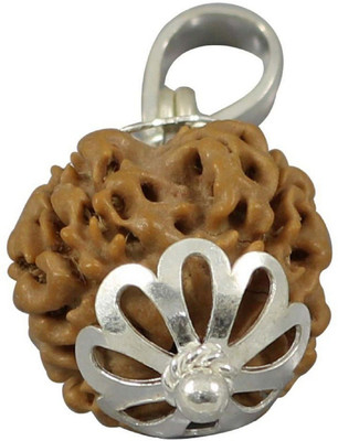 SHIVOHAM 4 Mukhi Nepal Rudraksha Silver Cap (Pack of 1) Wood Locket