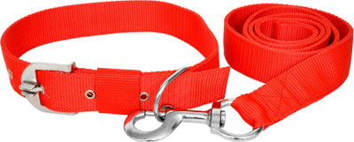 Manal Enterprises Dog Collar & Leash(Medium, Red)