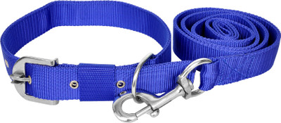 Manal Enterprises Dog Collar & Leash(Large, Blue)