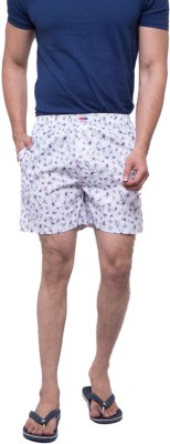 ST Fashion Men's White Printed Cotton Shorts (Boxer) (Purple Butterfly) Printed Men Boxer