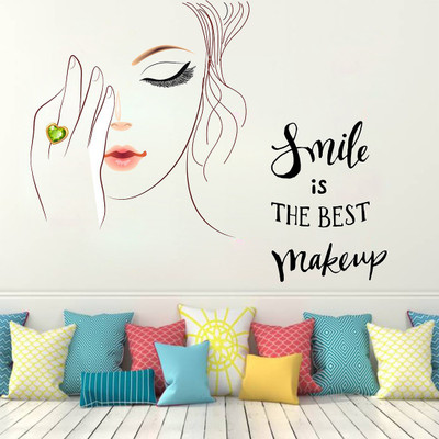 Wallzone 80 cm Smile is the best makeup Removable Sticker(Pack of 1)