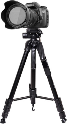 Jmary 2234 Professional Aluminium Tripod For All DSLR Cameras with Swivel Pan head Tripod Kit(Black, Supports Up to 5000 g)