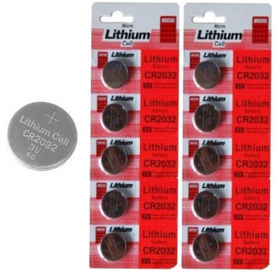 Divinext 10pc Micro Lithium Cell CR2032 Coin  3v Non Rechargeable  Lithium Manganese Button Cell  CR2032 Computer Motherboard CMOS  Cell PACK of 10  Battery(Pack of 10)