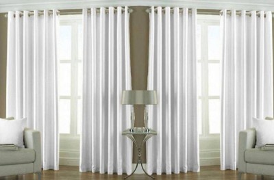 New panipat textile zone 213.36 cm (7 ft) Polyester Door Curtain (Pack Of 4)(Solid, White)