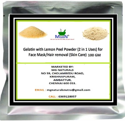 MGBN Gelatin with Lemon Peel Powder (2 in 1 Uses) for Face Mask/Hair removal (Skin Care)(100 g)