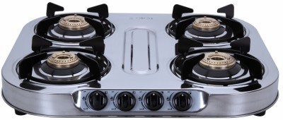 Elica 4 Burner Gas Stove (INOX 604 SS) Stainless Steel Manual Gas Stove(4 Burners)