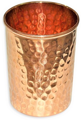 AKOSHA HAMMERED COPPER GLASS (350 ML) Glass Set Water/Juice Glass(350 ml, Copper, Gold)
