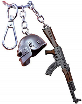 ECSTASY combo PubG Level 3 Helmet with AKM Gun Game Playerunknown's Battlegrounds Key Chain
