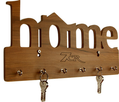 7CR Home WB 6.6 (WB) key holder Wood Key Holder(6 Hooks, Brown)