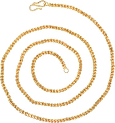 memoir Gold Plated Tight Twisted Rope Design 28 Inch Long Fashion Chain Men Women Brass Chain