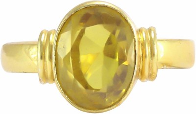 NIKUNJSALES 9.25 Ratti Natural Yellow Sapphire Pukhraj Gemstone Gold Plated Ring Alloy Sapphire Ring