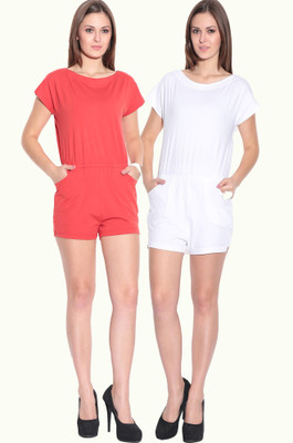 Finesse Solid Women' Jumpsuit, Red;white