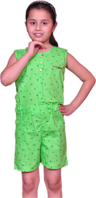 

Pari & Prince Printed Girls Jumpsuit, Parakeet green