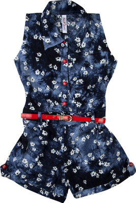 

Hunny Bunny Floral Print Girl's Jumpsuit, Navy blue