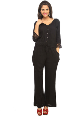 

Cottinfab Solid Women's Jumpsuit, Black