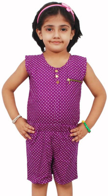 

Pari & Prince Polka Print Girls Jumpsuit, Purple