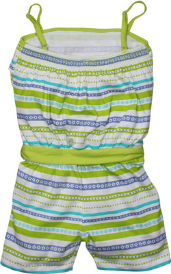FS Mini Klub Printed Girls Jumpsuit, Green striper