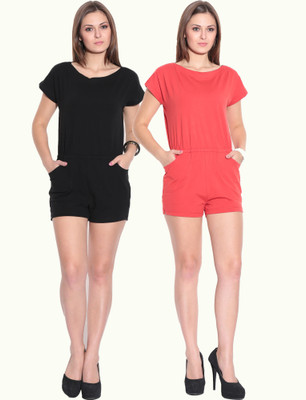 

Finesse Solid Women's Jumpsuit, Black;red
