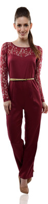

Miss Chase Solid Women's Jumpsuit, Maroon