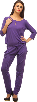 

Cottinfab Solid Women' Jumpsuit, Purple