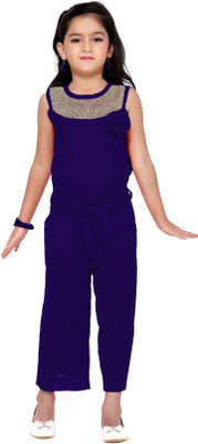 

Aarika Self Design Girl's Jumpsuit, D-blue