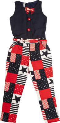 

Hunny Bunny Solid, Printed Girls Jumpsuit, Navy blue