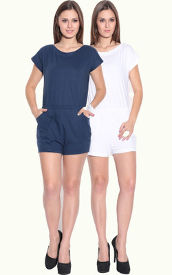 

Finesse Solid Women's Jumpsuit, Navy;white
