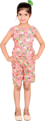 

LGC Printed Girls Jumpsuit, Peach