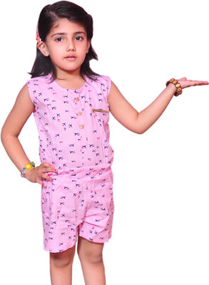 Pari & Prince Printed Girls Jumpsuit, Pink