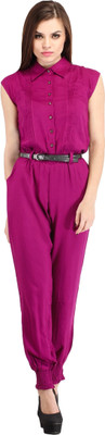 

Cottinfab Solid Women's Jumpsuit, Magenta