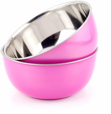 liefde Stainless Steel Storage Bowl Serving bowl(Pack of 2, Pink)