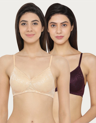 Clovia Women T-Shirt Lightly Padded Bra(Purple, Beige)