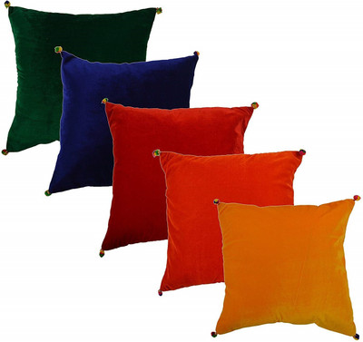 SPSON'S HANDLOOM Velvet Cushions Cover(Pack of 5, 40 cm*40 cm, Multicolor)