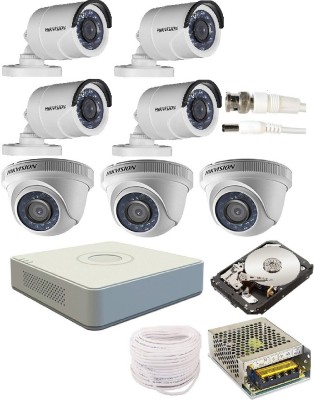 HIKVISION 8 Channal HD DVR 1080p, 4 bullet camera, 3 dome camera, 2 MP, 1 TB Hard Disk, Wire bundle, 8 CH Power supply, Bnc & Dc Connectors. FULL COMBO PACK Security Camera(6 TB, 8 Channel)